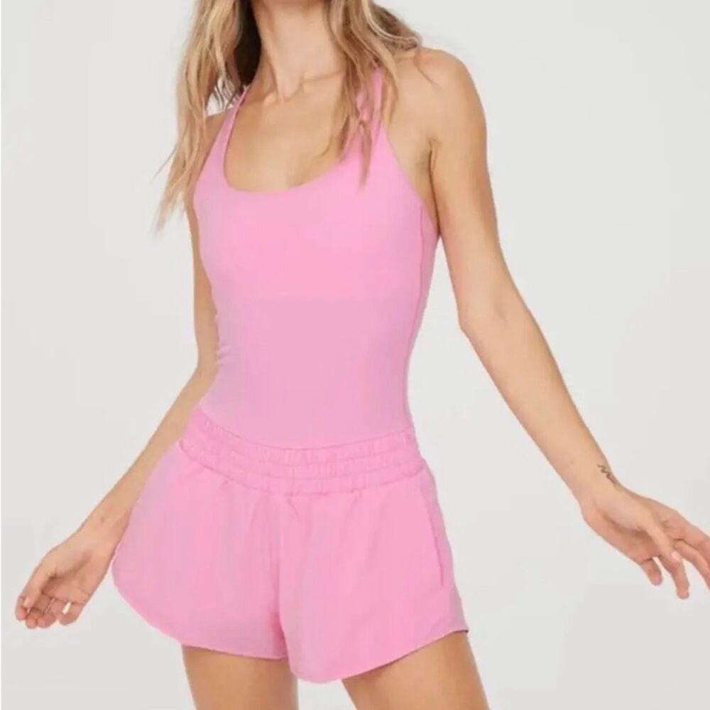 AERIE Offline Hot Stuff Romper Pink Large L